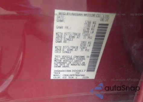 2011 Nissan Titan Pro-4X z USA, uszkodzony, nr VIN 1N6BA0EC8BN300817